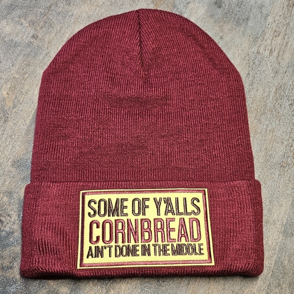 country journey Boutique Accessories - NWT Country Journey Red Beanie with Cornbread Patch